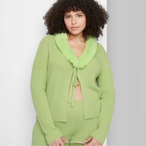 NWT SET Faux Fur Tie Sweater AND Pants